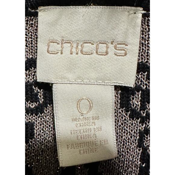 Chico’s Women’s Faux-Fur Collar Lurex Cardigan Black with Gold Size 0 - Picture 3 of 15